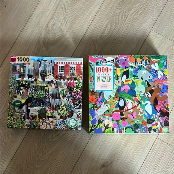 Eeboo 1000+ piece adult puzzle Urban Gardening + Sloths vibrant colors - Picture 1 of 12